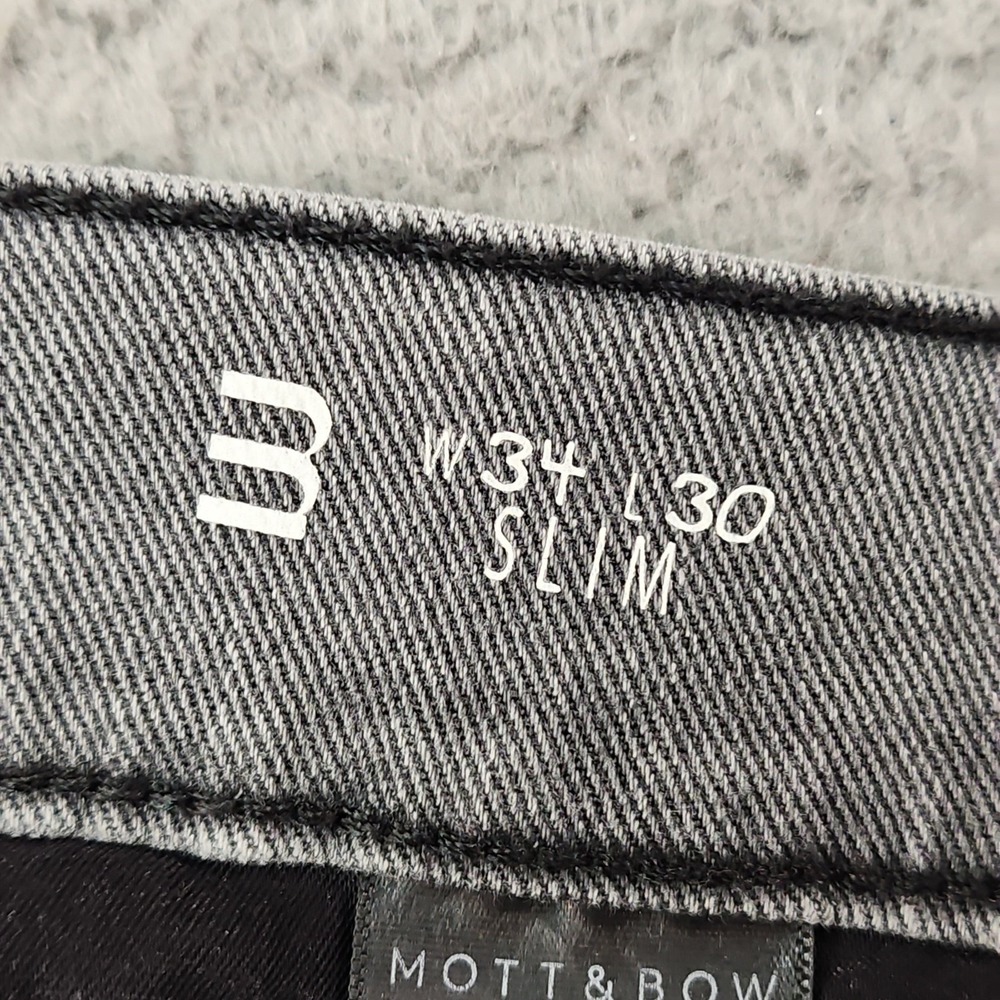 Mott Bow Jeans Mens 34x30 Slim Stone Gray Minimalist Preppy Ultra Soft Stretch - Picture 6 of 16